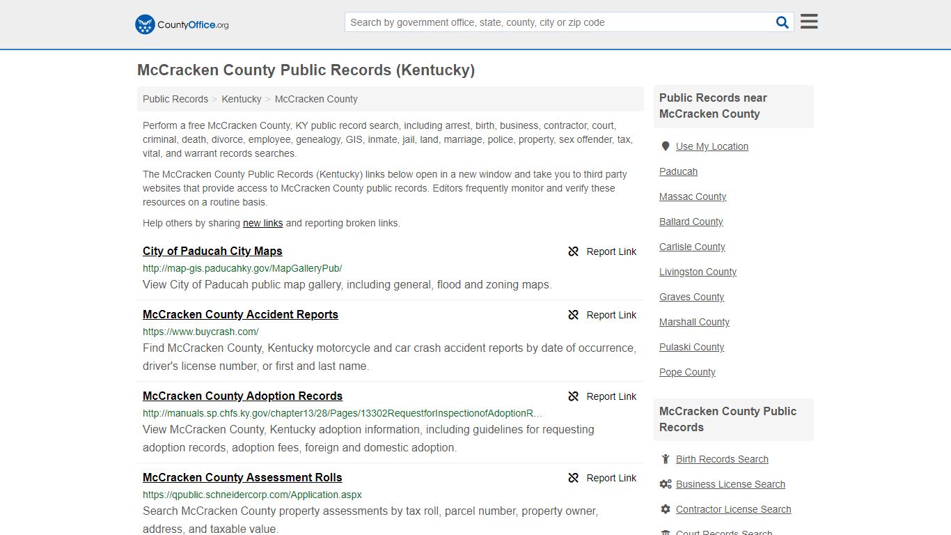 McCracken County Public Records (Kentucky) - County Office
