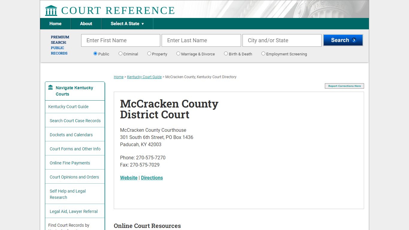McCracken County District Court - Courtreference.com